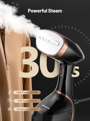 Steamer for Clothes, Portable Handheld Garment Steamer, 1500W 2 in 1 Fabric Wrinkles Remover, 30-Second Fast Heat-up, 250ml Detachable Water Tank, Steam Iron for Home and Dorm (120V Only) - Image 2