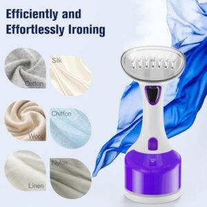 DBC 1500W Steamer for Clothes With 250ml Water Tank, 20S Fast Heat-up Portable Handheld Garment, 2 in 1 Fabric Wrinkle Remover and Clothing Iron with Brush - Purple - Image 8