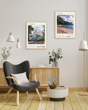 HesenDot Natural OAK Wood Yosemite National Park Framed Wall Art,12x16in Natural Scenery Canvas Wall Print,Classic Urban Landmark Wall Decor for Living Room,Bedroom,Office Gallery Gifts Set of 1 - Image 3