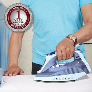 OVENTE Steam Iron for Clothes, 1200W Lightweight Steamer with Non-Stick Ceramic Soleplate, Precision Thermostat Dial, Auto Shutoff, Self-Cleaning, Anti-Drip and 11.83oz Water Tank, Blue IRNL77BL - Image 7