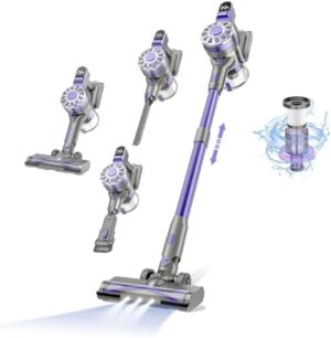 Cordless Vacuum Cleaner,Vacuum Cleaners for Home with Super Suction,Stick Vacuum Cleaner Rechargeable Up to 35 Mins Runtime,Lightweight Hardwood Floor Vacuum for Pet Hair,Carpet(Light Purple)