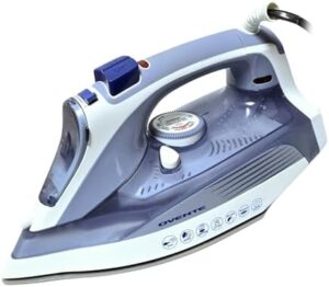 OVENTE Steam Iron for Clothes, 1200W Lightweight Steamer with Non-Stick Ceramic Soleplate, Precision Thermostat Dial, Auto Shutoff, Self-Cleaning, Anti-Drip and 11.83oz Water Tank, Blue IRNL77BL
