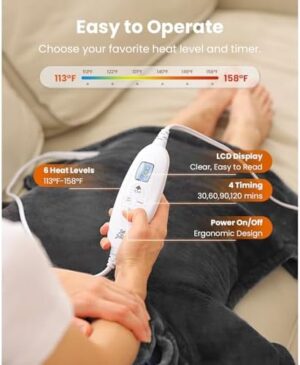 BOB AND BRAD Weighted Heating Pad for Back Pain Relief, 24" x34'' Electric Heated Wrap for Neck and Shoulder, 6 Heat Settings, Full Body Heating Pad, ETL Certified, FSA HSA Eligible - Image 4