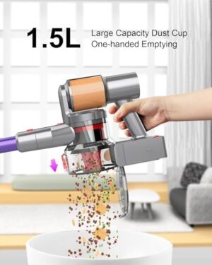 Cordless Vacuum Cleaner with 45Kpa 550W, 60 Mins Runtime Stick Vac with Anti-Tangle Design, Self-Standing, LED Screen, Lightweight Vacuum Cleaners for Home, Pet Hair, Carpet and Hardwood Floor - Image 5