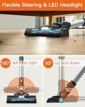 Cordless Vacuum Cleaner, 30Kpa/210W Stick Cordless Vacuum Up to 45 Mins Runtime, 8 in 1 Lightweight Vacuum for Hardwood Floor Carpet Pet Hair - Image 7