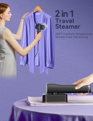 Steamer for Clothes,Sundu Portable Travel Steamer＆Iron 2 In 1,15s Fast Heat-up,100ml Water Tank, Gloves,20 Minutes of Continuous Ironing for Travel and Home（Grey) - Image 2