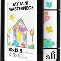 Americanflat 10x12.5 Kids Art Frame - Front Loading Picture Frames Hold 100 Artworks - Use as 8.5x11 Frame with Mat or Display 10x12.5 Artwork Without Mat - My Mini Masterpiece - Black