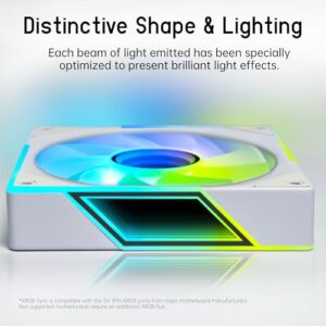 120mm RGB Case Fan, 4 Pin Control, Silent Infinity Mirror Fan (3, White, Reverse 120mm) - Image 5