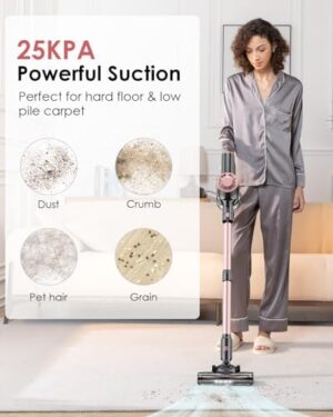 V8PRO Cordless Vacuum Cleaner for Home - 25Kpa Stick Vacuum with Self Standing Design, Max 35Min Runtime, 6 in 1 Lightweight Vacuum for Hardwood Floors and Carpet Pet Hair (Champagne) - Image 2