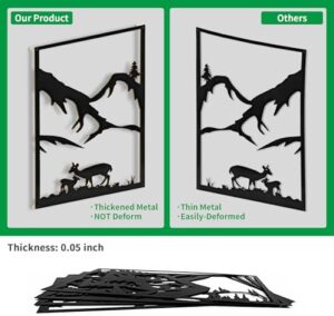 LONGKING 4 Pack Metal Wall Art, Mountain Iron Wall Sculpture, Art Wall Décor for Office, Dining Room, Living Room, Bedroom (Black, 17 x 12 in) - Image 6