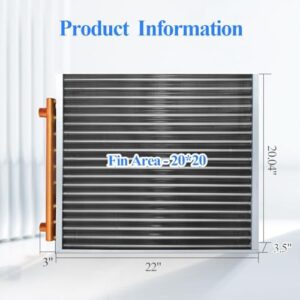 Water to Air Heat Exchanger 20x20 with Copper Ports for Outdoor Wood Furnaces, Residential Heating and Cooling, and Forced Air Heating (20x20) - Image 4