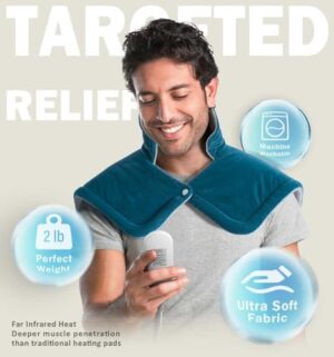 Heating Pad for Neck and Shoulder, 2lb Weighted Neck Heating Pad for Pain Relief, Valentines Day Birthday Christmas Gifts for Women Men Mom Dad, Mothers Day Gifts, 6 Heat Settings Auto-Off Home Office - Image 2
