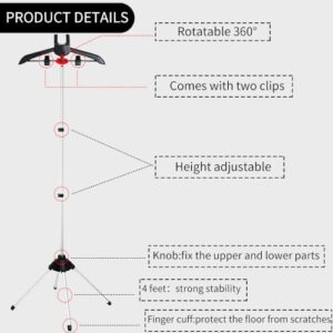 Foldable Garment Steamer Stand with Ironing Gloves for Clothes,Adjustable Steamer Rack with Two Clips for Suit Shirt Overcoat Vest,Steam Iron Stand for Bedroom Cloakroom,Steamer Hanger for Travel - Image 6