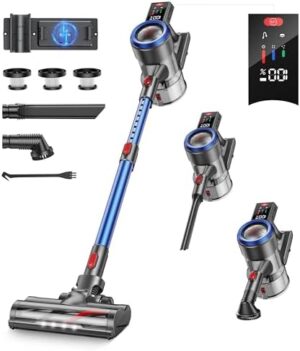 Cordless Vacuum Cleaner,450W 38Kpa 55 Mins Vacuum Cleaners for Home, Stick Vacuum Cordless with Rechargeable Wall Mount,Touch Display, Lightweight Vacuum Cleaners for Pet Hair/Carpet/Floor
