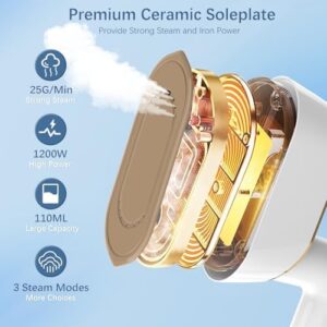 Portable Travel Steamer Iron for Clothes with LCD Display - 4 Mode Handheld Mini Clothing Steam Iron, 1200W Small Garment Steamer, Hand Held Fabric Steamer for Home, Dorm, Travel (120V ONLY)(White) - Image 4