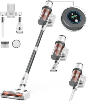 Cordless Vacuum Cleaner, 40Kpa Vacuum Cleaners for Home, Max 50 Mins Runtime, Anti-Tangled Stick Vacuum, Lightweight Vacuum for Carpet, Hard Floor