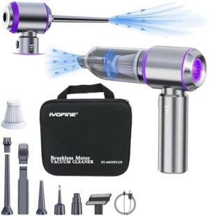 Vacuum/Air Duster 80,000RPM Super Power Mini Car Vacuum Cleaner 4-in-1 air Blower Gun Air Duster & Air Blower & Pump Hand Electric air Duster Handheld dust Blower Blower Cordless (Purple)