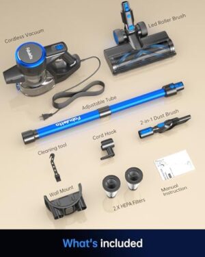 FABULETTA Upgraded 650W Corded Stick Vacuum, 23Ft Corded Vacuum Cleaner Up to 2 Gear Adjustment, Lightweight Corded Vacuum with 1.5L Dust Cup, Suit for Hard Floor & Pet Hair, Black & Blue - Image 9