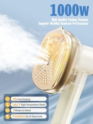 Travel Steamer for Clothes Mini Ironing Machine, 1000W Clothing Portable Iron Steamer Small Size, Effortless Wrinkle Clothes Steam Removal for Home and Travel Use, 110V - Image 2