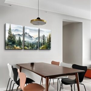 MHARTK66 Wall Art for Living Room Modern Wall Decor for Bedroom Office Decor Abstract Mountain Forest Landscapes Ink Painting 3 Piece Framed Canvas Art Prints Ready to Hang Wall Pictures Home Decor - Image 3