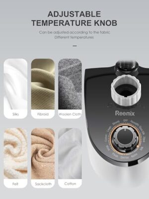 Professional Steamer for Clothes, Reemix Standing Steamer with Garment Hanger, Heats in 30 Seconds, Large Detachable Water Tank for 1 Hour Continuous Steaming, Includes Fabric Brush, Easy-roll Wheels - Image 4