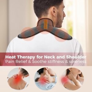 Heated Neck Wrap Cordless, Electric Heating Pad for Neck & Shoulder Pain Relief, Portable Heating Pad Mini for Relief of Sore Muscles, Gifts for Men & Women (Grey) - Image 2