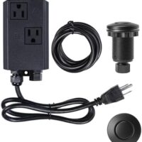 Garbage Disposal Air Switch Kit Dual Outlet Sink Top Waste Disposal Stainless Steel Black On/Off Air Button Food and Waste Disposals Part by Etoolcity