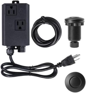 Garbage Disposal Air Switch Kit Dual Outlet Sink Top Waste Disposal Stainless Steel Black On/Off Air Button Food and Waste Disposals Part by Etoolcity