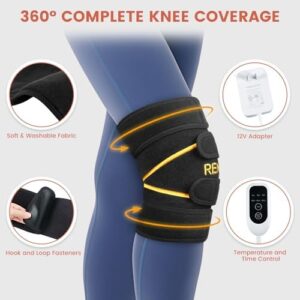 RENEO Electric Heating Pad for Knee Relief, Auto Shut-Off Wearable Knee Warmers Wrap, Elbow Heated Brace with Support, Discomfort Relief Gifts for Dad Mom Elders, 3 Heat Levels, Black - Image 6