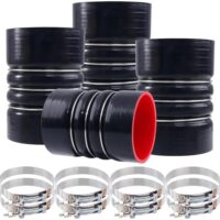 4 PCS Silicone Charge Air Cooler Hump Hose Boot Set 4" x 6" with stainless steel T Bolt Clamp,Air Intake and Intercooler CAC Hose Kit,4 inch ID Black