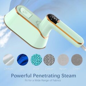 Portable Travel Steamer Iron for Clothes with LCD Display - 4 Mode Handheld Mini Clothing Steam Iron, 1200W Small Garment Steamer, Hand Held Fabric Steamer for Home, Dorm, Travel (120V ONLY)(Green) - Image 6