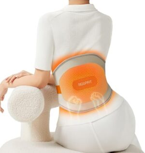 Cordless Heating Pad for Back Pain Relief: MAXwarm 3.0[2025 Upgraded], IKEEPFIT Electric Heat Pad with Massager for Period Cramps, Extra Large 65", 8000mAh Battery, Gift for Women Men (Beige)