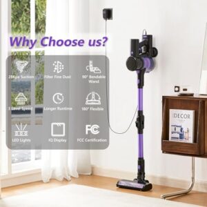 Lightweight Cordless Vacuum Cleaner: Portable Stick Vacuum with Rechargeable Battery 6-in-1 Powerful Vacuum Cleaner for Home with LED Screen Upgraded Floor Brush for Hardwood Floor Carpets Pet Hair - Image 7