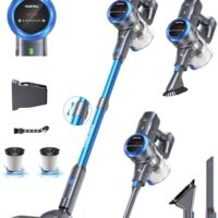 FABULETTA Cordless Vacuum Cleaner, 35Kpa Vacuum Cleaners for Home, Max 50 Mins Runtime, Self-Standing Design, 5-Layer Filtration System, Anti-Tangle Brush, LED Display, Lightweight