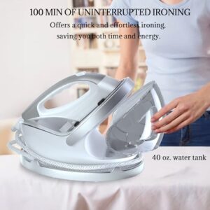 Professional Steam Station 1400W Portable Steam Iron for Clothes 25s Fast Heating with 1.1L Water Tank, Three Level Adjustable Temperature, Anti-Drip, Self-Cleaning for All Fabrics - Image 4