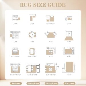 Area Rug 6x9 Vintage Rug: Washable Indoor Medallion Rugs Low Pile Distressed Floor Carpet Retro Accent Rug for Living Room Bedroom Kitchen Dining Table Home Office(Distressed Beige, 6'x9') - Image 9