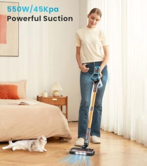 Cordless Vacuum Cleaner, 550W/45Kpa Vacuum Cleaners for Home with Self-Standing, MAX 60Mins Vacuum with LED Display, Anti-Tangled Stick Vacuum, Lightweight Vacuum Cleaner for Carpet/Pet Hair - Image 3