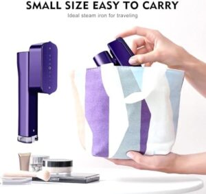 Portable Steamer for Clothes, 1200W Flat-Hanging Travel Steamer, 3 Levels for Powerful Handheld Clothes Steam, 15s Fast Heating for Travel Home Office and Dorm, 100ml(Purple) - Image 5