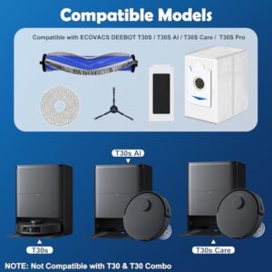 20 Pack T30S Replacement Accessories Kit Compatible with ECOVACS T30S / T30S AI / T30S Care Robot Vacuum, 1 Main Brushes, 4 Side Brushes, 4 Mop Cloth Pads, 4 HEPA Filters, 6 dust bags,1 Tool - Image 2