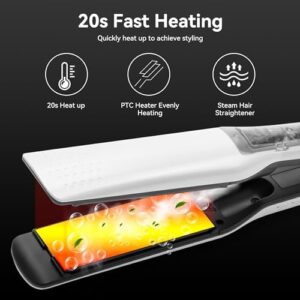 Hair Straightener, 1 Inch Steam Hair Straightener & Curling Iron 2-in-1,Fast Heat-Up, Negative Ion & Steam Hair Care,Professional Ceramic Double Voltage Straightener for Less Frizz Shinier - Image 5