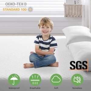 Premium 100% Waterproof Mattress Protector,Cooling Twin Mattress Pad Cover for College Dorm Breathable 4D Air Fabric,8-21" Extra Deep Pocket,Noiseless Vinyl-Free Washable (Beehive,Twin 39"x75") - Image 2