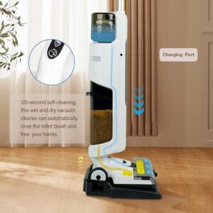 Cordless Wet Dry Vacuum Cleaner for Hard Floors/Carpet, Lightweight Vacuum Cleaner Mop with Self Cleaning, Swivel Steering, LED Display & Voice Assistance, Upright Vacuum for Home - Image 6