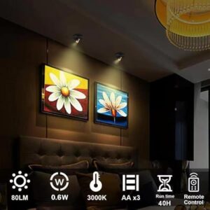 Wireless LED Spotlight, Battery Powered Picture Lights, Uplighting Indoor, Puck Lights with Remote, Stick Spot Light for Wall Art Display Dartboard Painting Artwork Accent Closet-Gold - Image 6