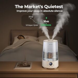 Homvana 3.6L Cool Mist Humidifiers for Bedroom, Large Room, House, Office, Living Room, 34H Top Fill, Aroma, Essential Oil Diffuser for Home, Portable Mini Air Humidifier for Hotel Scent (Transparent) - Image 4