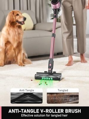 Cordless Vacuum Cleaner, 350W/30Kpa 8 in 1 Powerful Stick Vacuum, with Anti-Tangle Brush and Upgraded Green Light, 40mins Runtime Rechargeable Lightweight Vacuums for Hardwood Floor, Carpet, Pet Hair - Image 6