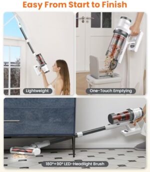 Cordless Vacuum Cleaner, 40Kpa Vacuum Cleaners for Home, Max 50 Mins Runtime, Anti-Tangled Stick Vacuum, Lightweight Vacuum for Carpet, Hard Floor - Image 6