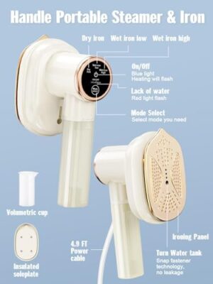 Travel Steamer for Clothes Mini Ironing Machine, 1000W Clothing Portable Iron Steamer Small Size, Effortless Wrinkle Clothes Steam Removal for Home and Travel Use, 110V - Image 7