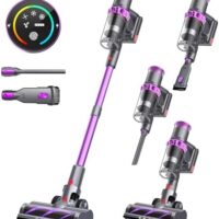 Cordless Vacuum Cleaner, 550W 45Kpa Vacuum Cleaners for Home, Stick Vacuum with Touch Screen, Up to 50 Min, Self-Standing, Lightweight, Rechargeable Cordless Vacuum for Hardwood Floor, Carpet,Pet Hair