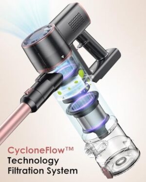 V8PRO Cordless Vacuum Cleaner for Home - 25Kpa Stick Vacuum with Self Standing Design, Max 35Min Runtime, 6 in 1 Lightweight Vacuum for Hardwood Floors and Carpet Pet Hair (Champagne) - Image 8