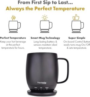 Nextmug - Temperature-Controlled, Self-Heating Coffee Mug (Graphite - 14 oz.) - Image 2